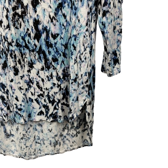 Cynthia Rowley Blue and White High Low Jersey 3/4 Sleeve Top, M - Picture 4 of 8